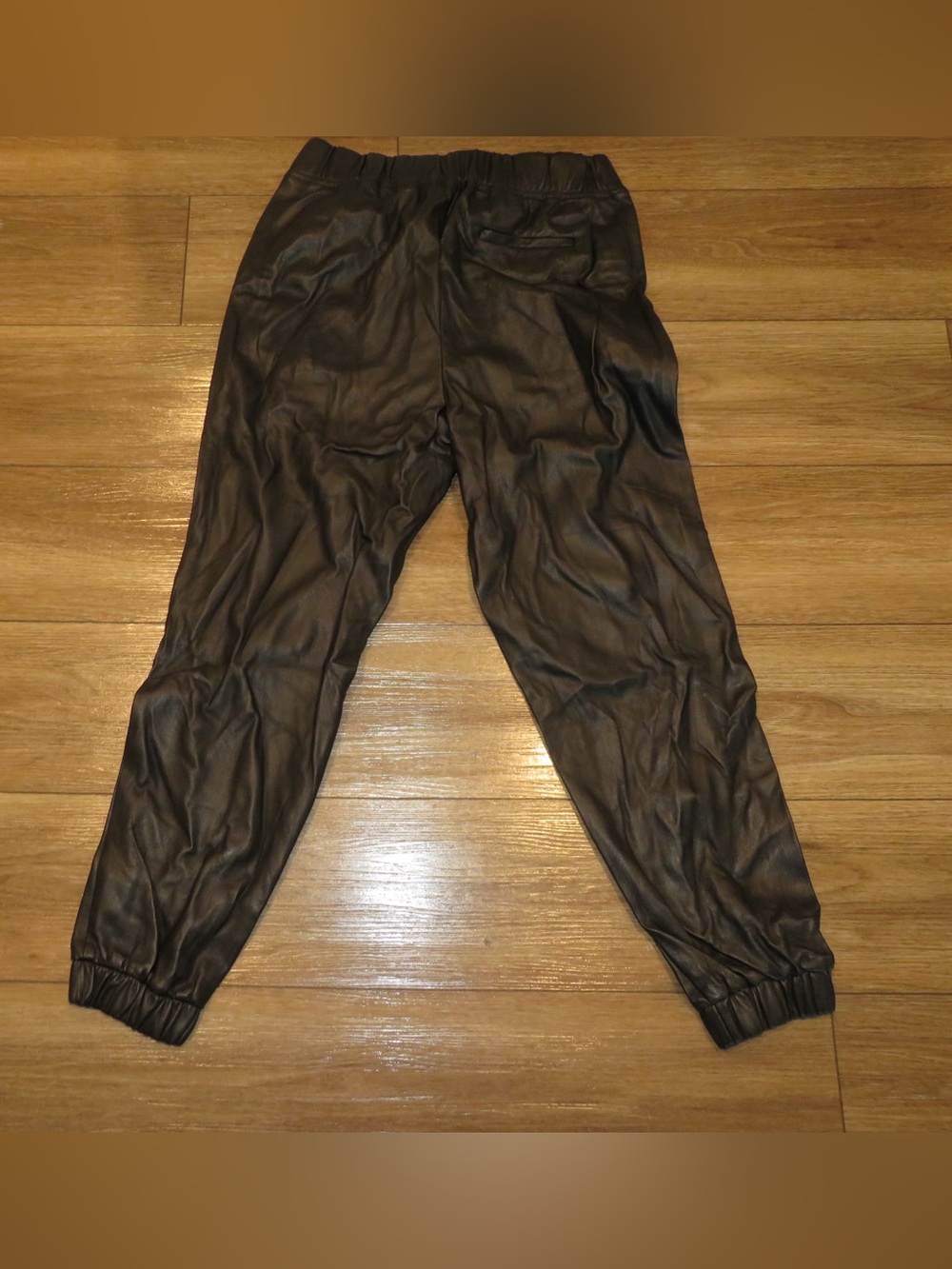 INC International Concepts Women's Black Faux Leather Jogger Pants with blouse